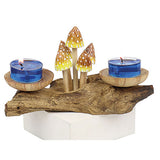 3 Pointed Yellow Cap Mushrooms with Double Candle Holders Low