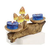 3 Pointed Yellow Cap Mushrooms with Double Candle Holders Low