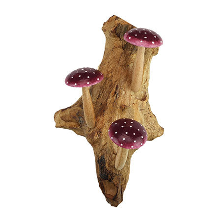 Violet Wall Hanging 3 Mushrooms Sculpture