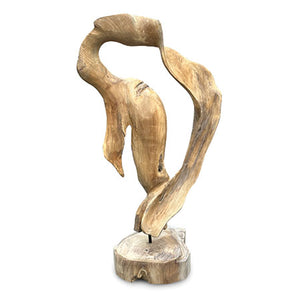 Teak Abstract Sculpture on Stand 60cm