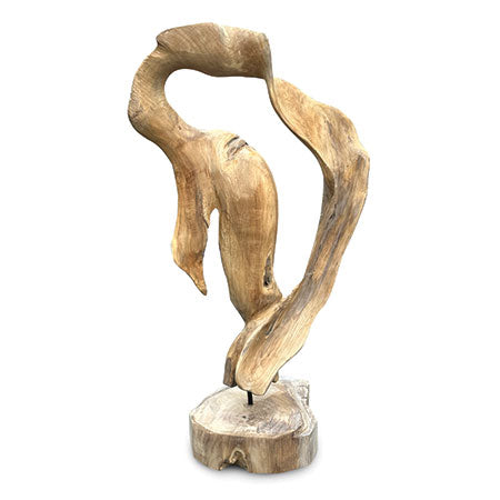 Teak Abstract Sculpture on Stand 60cm