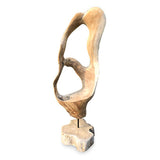 Teak Abstract Sculpture on Stand 60cm