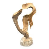 Teak Abstract Sculpture on Stand 60cm