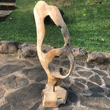 Teak Abstract Sculpture on Stand 60cm