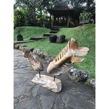 Double Fish Skeleton Sculpture on Stand large