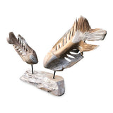 Double Fish Skeleton Sculpture on Stand large