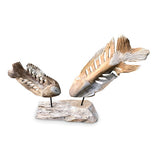 Double Fish Skeleton Sculpture on Stand large