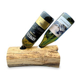 Teak Log Table Wine Holder 2 bottles