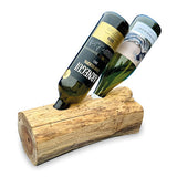 Teak Log Table Wine Holder 2 bottles