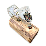 Teak Log Table Wine Holder 2 bottles