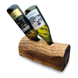 Teak Log Table Wine Holder 2 bottles