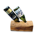 Teak Log Table Wine Holder 2 bottles