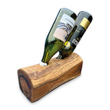 Teak Log Table Wine Holder 2 bottles