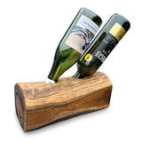 Teak Log Table Wine Holder 2 bottles