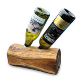 Teak Log Table Wine Holder 2 bottles