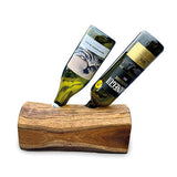 Teak Log Table Wine Holder 2 bottles