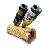 Teak Log Table Wine Holder 2 bottles