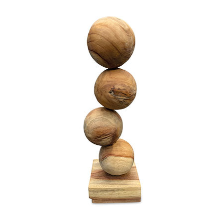 Teak 4 Ball Sculpture 45cm