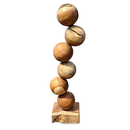 Teak 6 Ball Sculpture 65cm