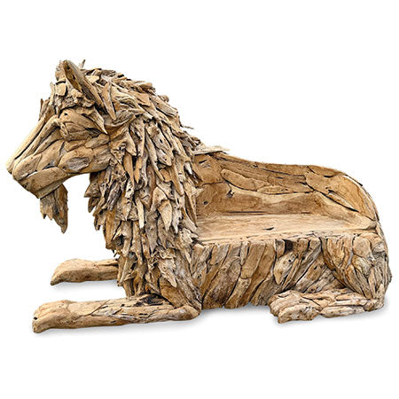 Teak Lion Bench giant size