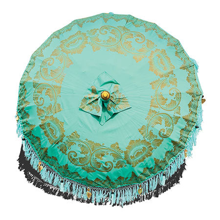 Bali Sun Parasol mint green and gold 2m (with pole joint)