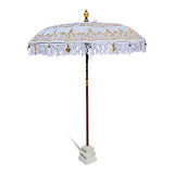 Bali Sun Parasol cloud white and gold 2m (with pole joint)