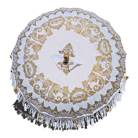 Bali Sun Parasol cloud white and gold 2m (with pole joint)
