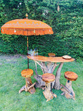 Bali Sun Parasol citrus orange and gold 2m (with pole joint)