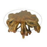 Root Round Spider Coffee Table large with 110cm Glass