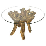 Root Round Dining Table small with 120cm round glass