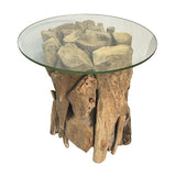 Root Forest Side Table with 60cm round glass