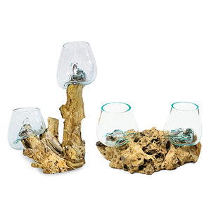 Root with Double Glass Bowl mini (tall & low)