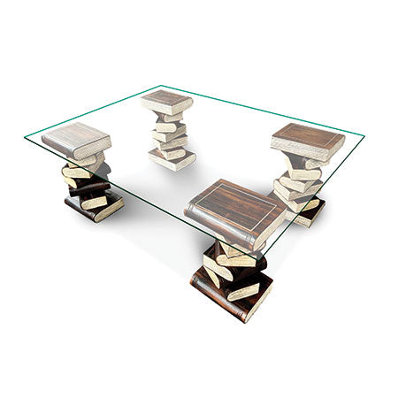 Bookstack Coffee Table with 120x90cm glass