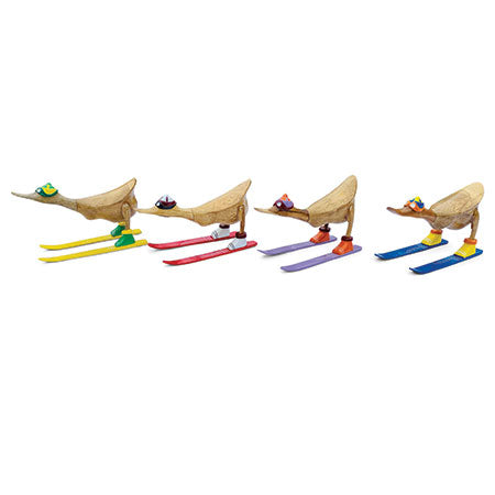 Wooden Ski Duck Spotted Boots, random colours 30cm