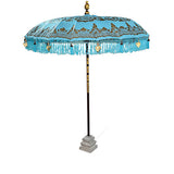 Bali Sun Parasol sky blue and gold 2m (with pole joint)