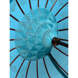 Bali Sun Parasol sky blue and gold large 2.5m (with pole joint)