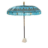 Bali Sun Parasol sky blue and gold 2m (with pole joint)