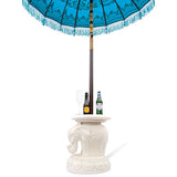 Bali Elephant Parasol Base with Drinks Table