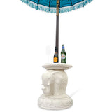 Bali Elephant Parasol Base with Drinks Table