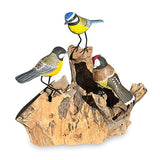 3 Hand Carved, Hand Painted Birds on Driftwood