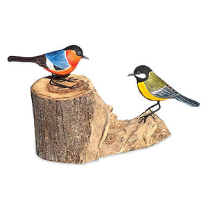 2 Hand Carved, Hand Painted Birds on Driftwood