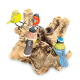 4 Hand Carved, Hand Painted Birds on Driftwood