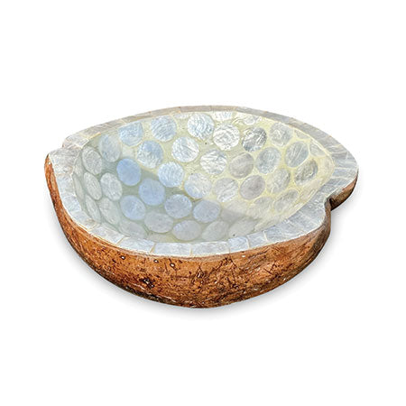 Pearl Inlay Coconut Shell Bowl white