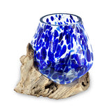 Root with Blue Mottled Glass Bowl extra small