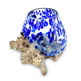 Root with Blue Mottled Glass Bowl extra small