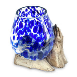 Root with Blue Mottled Glass Bowl extra small