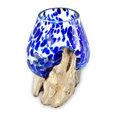 Root with Blue Mottled Glass Bowl extra small