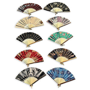 Bali Batik Fabric Folding Fans 30cm (pack of 10 mixed colours)