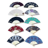 Bali Batik Fabric Folding Fans 30cm (pack of 10 mixed colours)