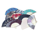 Bali Batik Fabric Folding Fans 30cm (pack of 10 mixed colours)